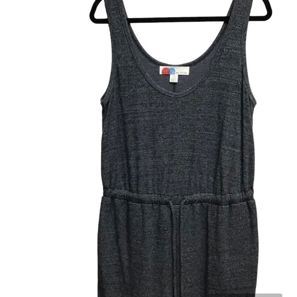 Free People Beach Jumpsuit Gray Heathered Drawstring Scoop Neck Sleeveless - Picture 5 of 8